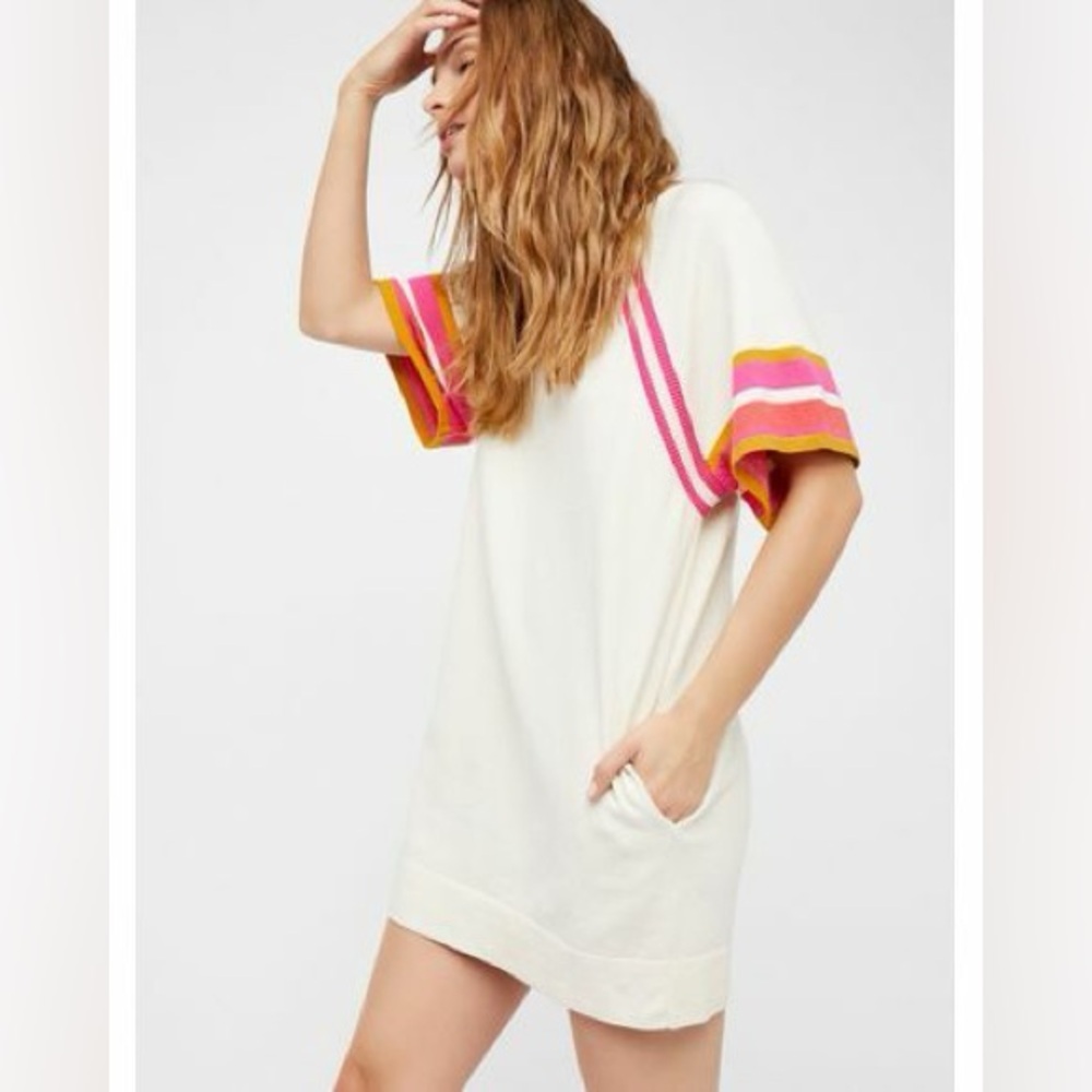 Free People Play The Field sweater dress tunic knit colourblock mini size M